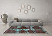 Machine Washable Persian Turquoise Bohemian Area Rugs in a Living Room,, wshabs5637turq