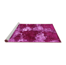Sideview of Machine Washable Persian Pink Bohemian Rug, wshabs5637pnk