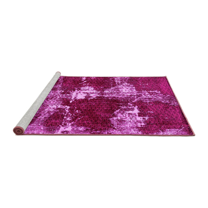 Sideview of Machine Washable Persian Pink Bohemian Rug, wshabs5637pnk