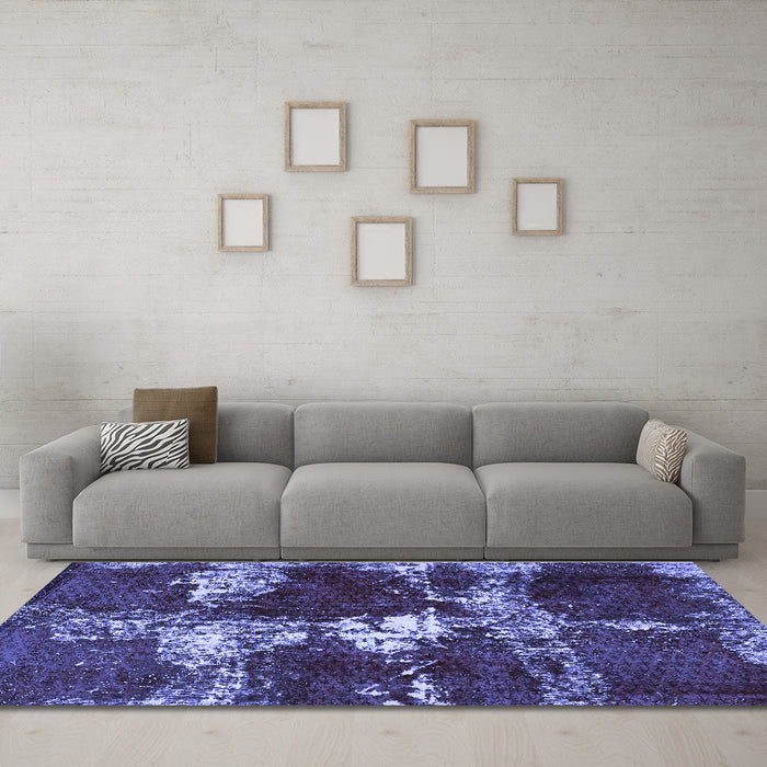 Machine Washable Persian Blue Bohemian Rug in a Living Room, wshabs5637blu