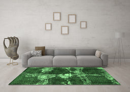 Machine Washable Persian Emerald Green Bohemian Area Rugs in a Living Room,, wshabs5637emgrn