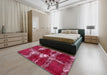 Machine Washable Abstract Pink Rug in a Bedroom, wshabs5637