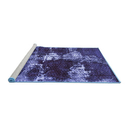 Sideview of Machine Washable Persian Blue Bohemian Rug, wshabs5637blu
