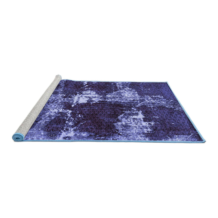 Sideview of Machine Washable Persian Blue Bohemian Rug, wshabs5637blu