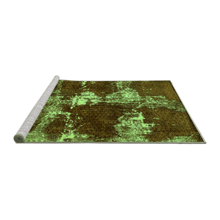 Sideview of Machine Washable Persian Green Bohemian Area Rugs, wshabs5637grn