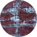 Round Persian Light Blue Bohemian Rug, abs5637lblu