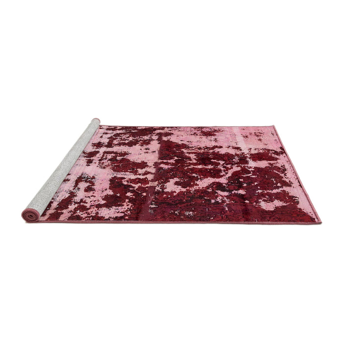 Sideview of Machine Washable Abstract Pastel Pink Rug, wshabs5638
