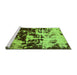 Sideview of Machine Washable Abstract Green Modern Area Rugs, wshabs5638grn