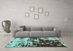 Machine Washable Abstract Turquoise Modern Area Rugs in a Living Room,, wshabs5638turq