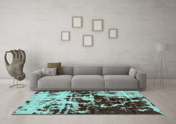 Machine Washable Abstract Turquoise Modern Area Rugs in a Living Room,, wshabs5638turq