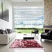 Square Abstract Pastel Pink Modern Rug in a Living Room, abs5638