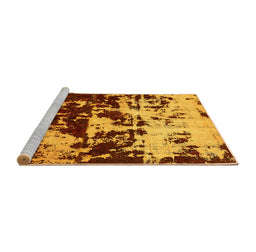 Sideview of Machine Washable Abstract Yellow Modern Rug, wshabs5638yw