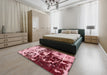 Abstract Pastel Pink Modern Rug in a Bedroom, abs5638