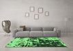 Machine Washable Abstract Emerald Green Modern Area Rugs in a Living Room,, wshabs5638emgrn