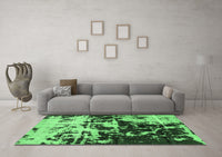 Machine Washable Abstract Emerald Green Modern Rug, wshabs5638emgrn