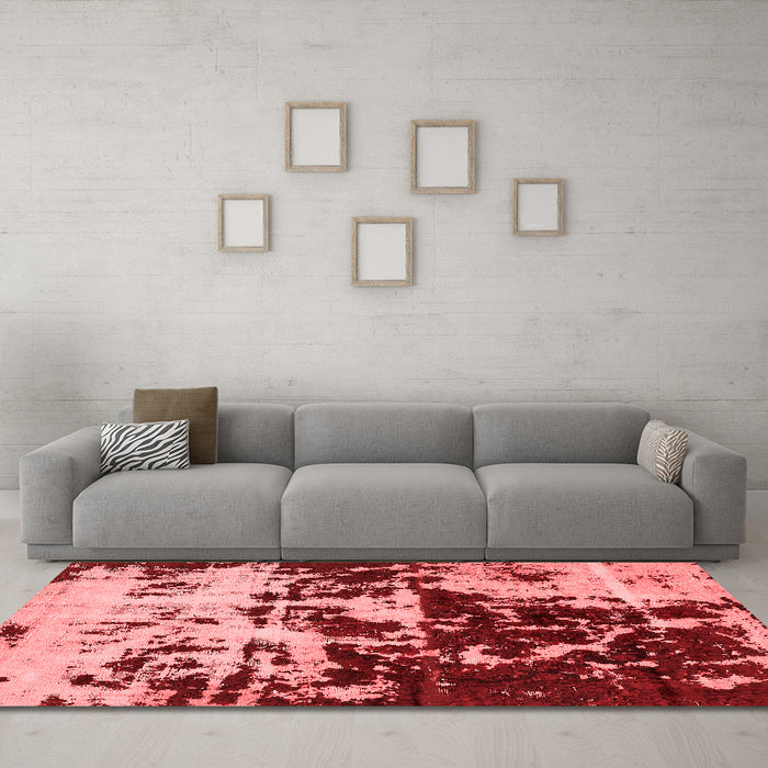 Modern Red Washable Rugs