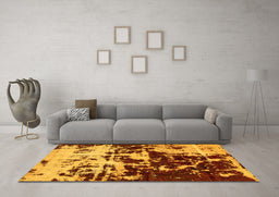 Machine Washable Abstract Yellow Modern Rug in a Living Room, wshabs5638yw