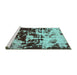 Sideview of Machine Washable Abstract Turquoise Modern Area Rugs, wshabs5638turq