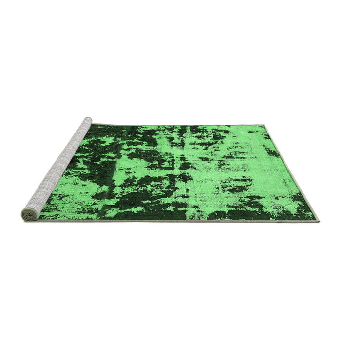 Sideview of Machine Washable Abstract Emerald Green Modern Area Rugs, wshabs5638emgrn