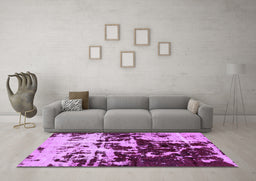 Machine Washable Abstract Purple Modern Area Rugs in a Living Room, wshabs5638pur
