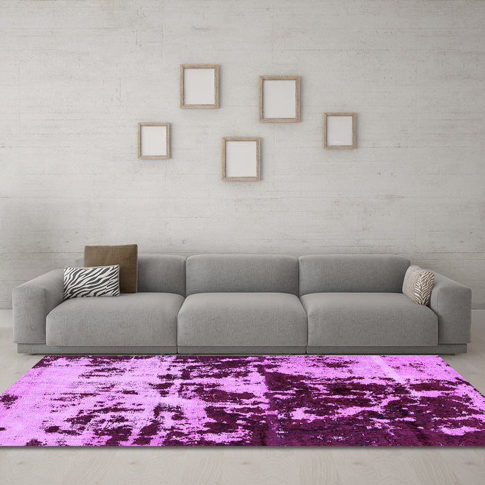 Machine Washable Abstract Purple Modern Area Rugs in a Living Room, wshabs5638pur