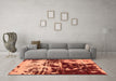 Machine Washable Abstract Orange Modern Area Rugs in a Living Room, wshabs5638org