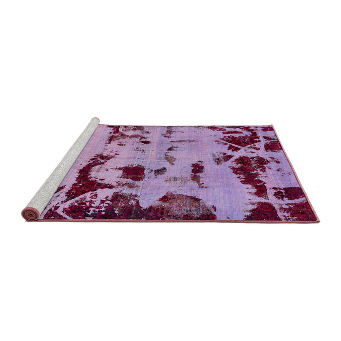 Sideview of Machine Washable Abstract Bright Lilac Purple Rug, wshabs5639