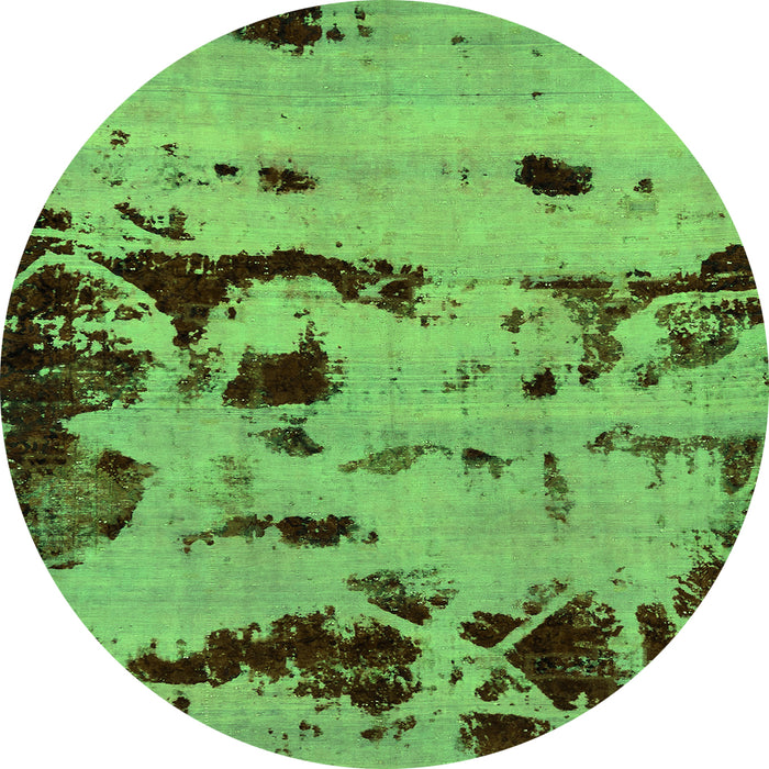 Round Machine Washable Persian Green Bohemian Area Rugs, wshabs5639grn