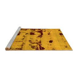 Sideview of Machine Washable Persian Yellow Bohemian Rug, wshabs5639yw