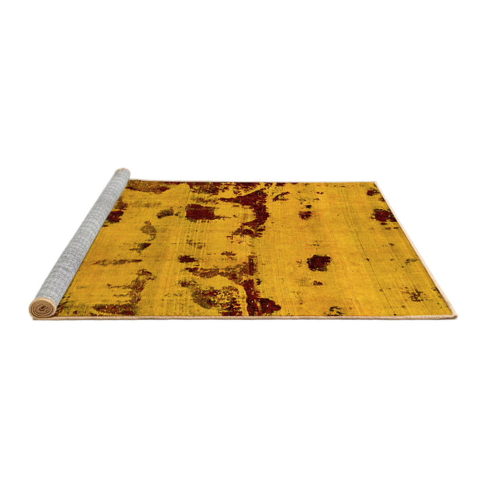 Sideview of Machine Washable Persian Yellow Bohemian Rug, wshabs5639yw