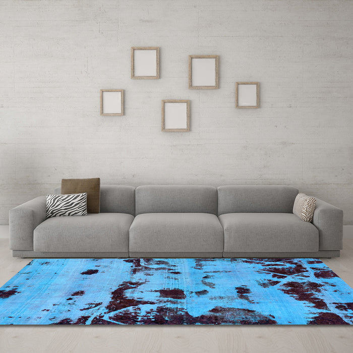 Machine Washable Persian Light Blue Bohemian Rug in a Living Room, wshabs5639lblu