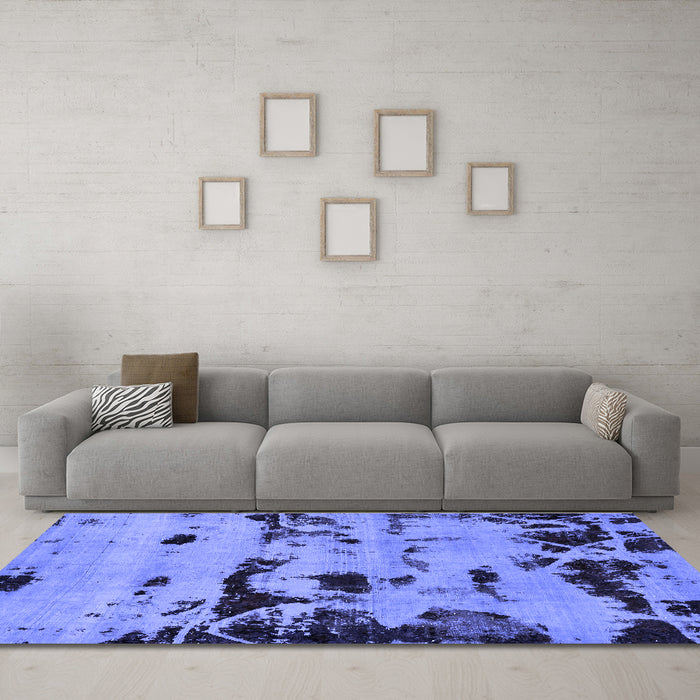 Machine Washable Persian Blue Bohemian Rug in a Living Room, wshabs5639blu