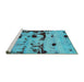 Sideview of Machine Washable Persian Turquoise Bohemian Area Rugs, wshabs5639turq