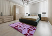 Machine Washable Abstract Bright Lilac Purple Rug in a Bedroom, wshabs5639