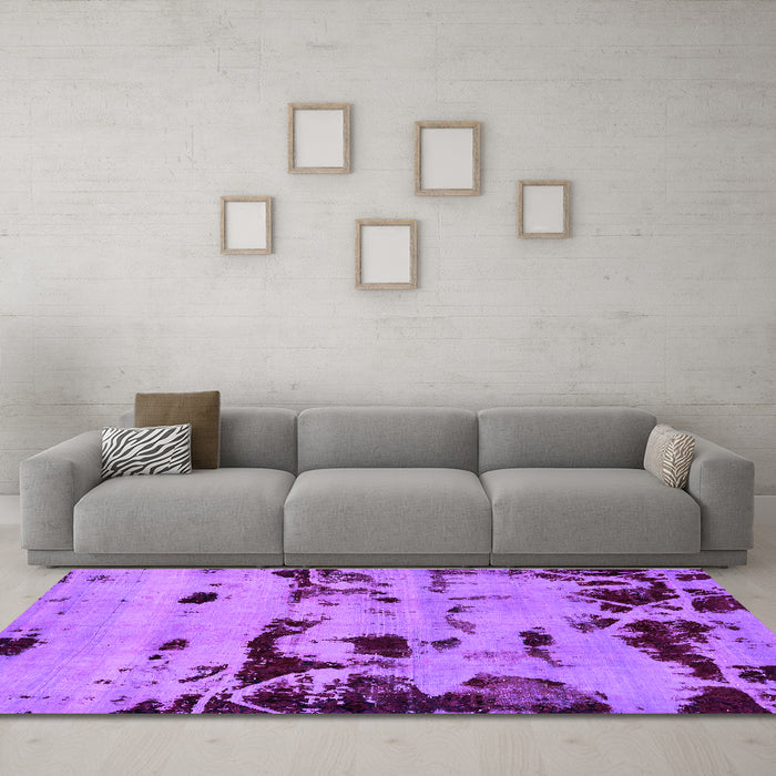 Machine Washable Persian Purple Bohemian Area Rugs in a Living Room, wshabs5639pur