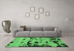 Machine Washable Persian Emerald Green Bohemian Area Rugs in a Living Room,, wshabs5639emgrn