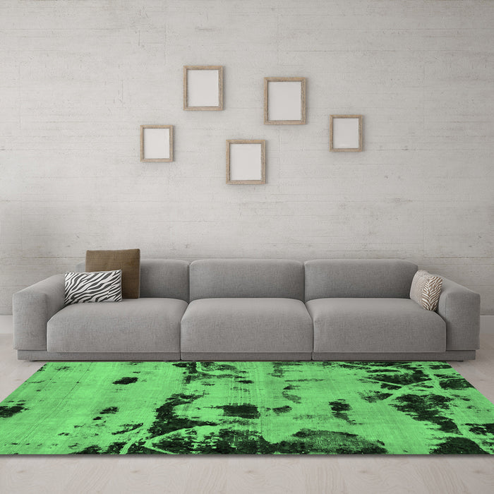 Machine Washable Persian Emerald Green Bohemian Area Rugs in a Living Room,, wshabs5639emgrn