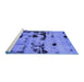 Sideview of Machine Washable Persian Blue Bohemian Rug, wshabs5639blu