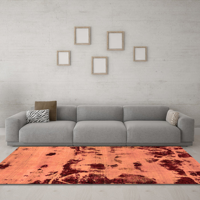 Machine Washable Persian Orange Bohemian Area Rugs in a Living Room, wshabs5639org