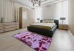 Abstract Bright Lilac Purple Persian Rug in a Bedroom, abs5639