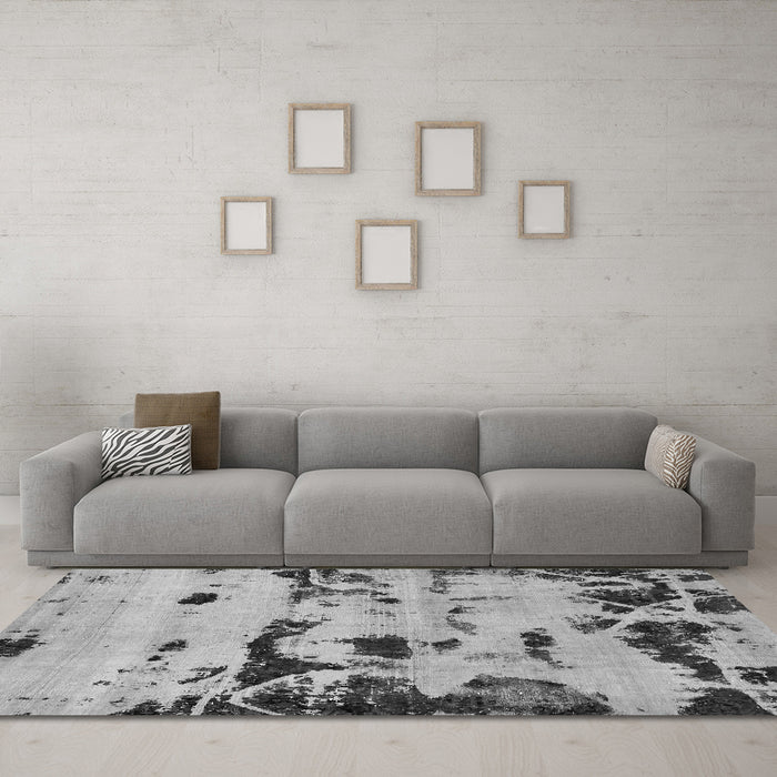 Machine Washable Persian Gray Bohemian Rug in a Living Room,, wshabs5639gry