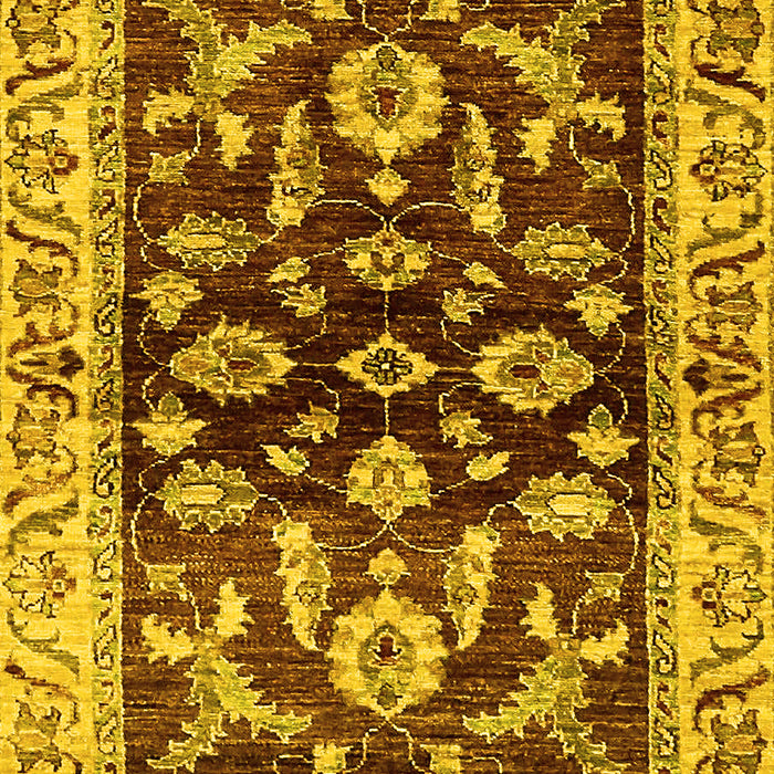 Machine Washable Oriental Yellow Traditional Rug, wshabs563yw