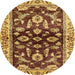 Round Machine Washable Abstract Saffron Red Rug, wshabs563