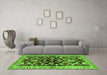 Machine Washable Oriental Green Traditional Area Rugs in a Living Room,, wshabs563grn