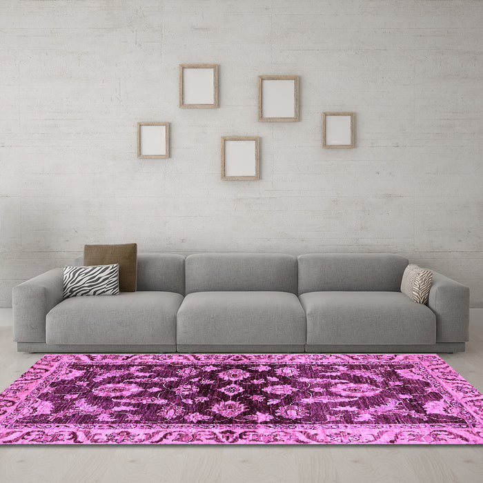 Machine Washable Oriental Purple Traditional Area Rugs in a Living Room, wshabs563pur