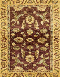 Machine Washable Abstract Saffron Red Rug, wshabs563