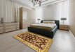 Machine Washable Abstract Saffron Red Rug in a Bedroom, wshabs563