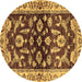 Round Machine Washable Oriental Brown Traditional Rug, wshabs563brn