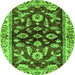 Round Oriental Green Traditional Rug, abs563grn