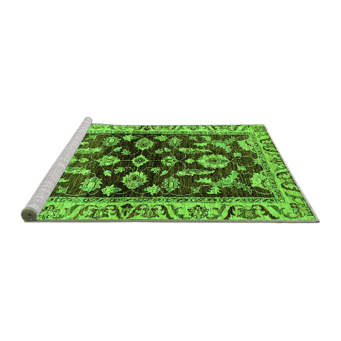 Sideview of Machine Washable Oriental Green Traditional Area Rugs, wshabs563grn